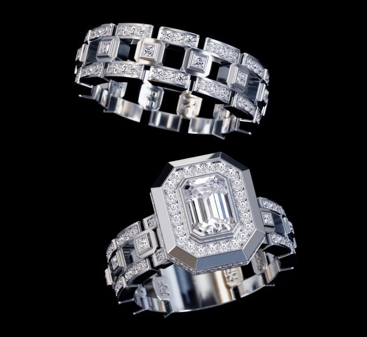 emerald cut diamond engagement ring in platinum