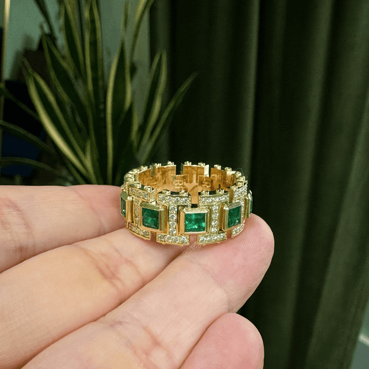 Eternity Emerald Ring with Diamonds